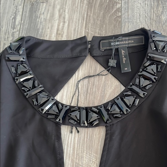 BCBGMaxAzria Black Embellished Cut Out Blouse - Picture 2 of 6